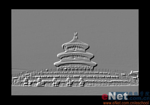 Photoshop打造金属质感天坛铜板画