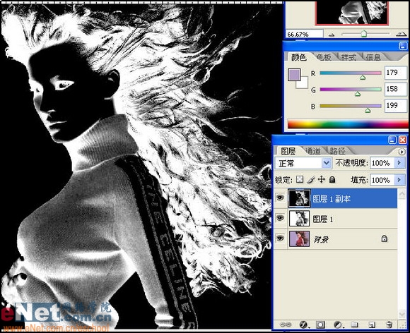 Photoshop打造飞发美眉素描效果