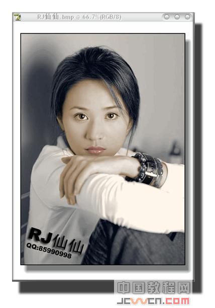 PHOTOSHOP美女黑白照片上色的技巧