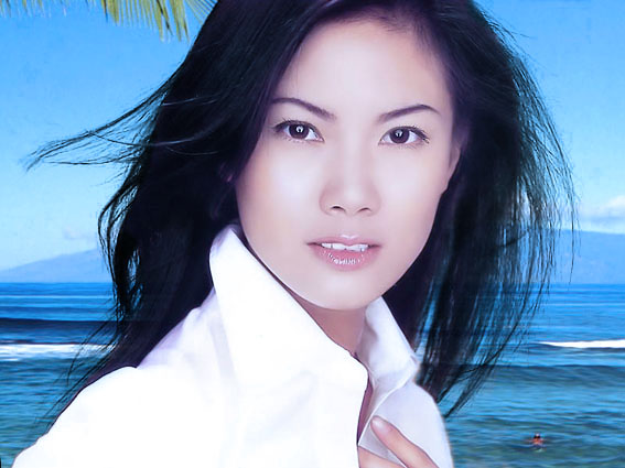美女的秀发:PS纯色背景抠图